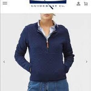 Guideboat Co. J’Adore Quilted Half-Zip Pullover Sweater Top Small Blue